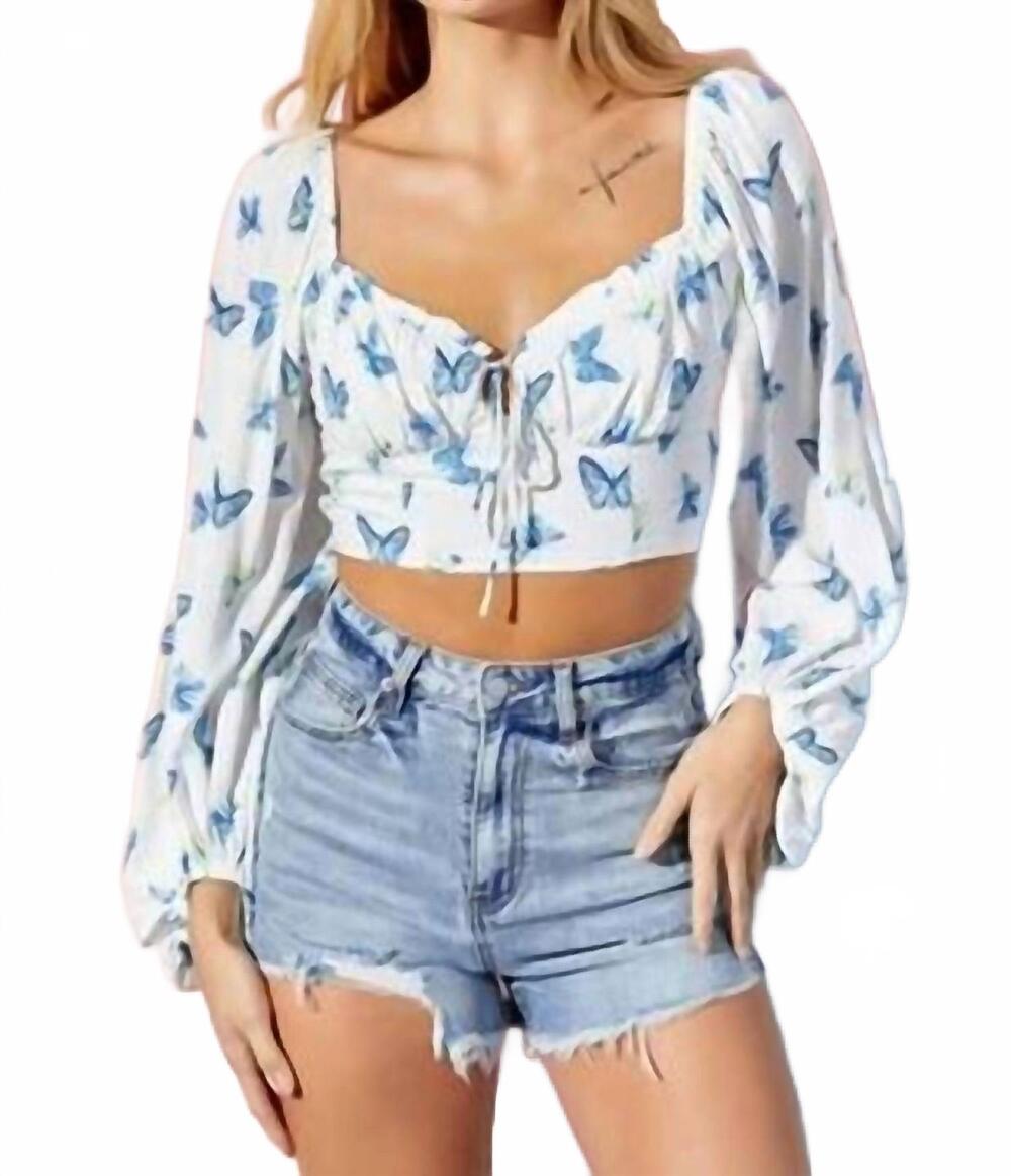 NEW BAEVELY BY WELLMADE butterfly print top in multi